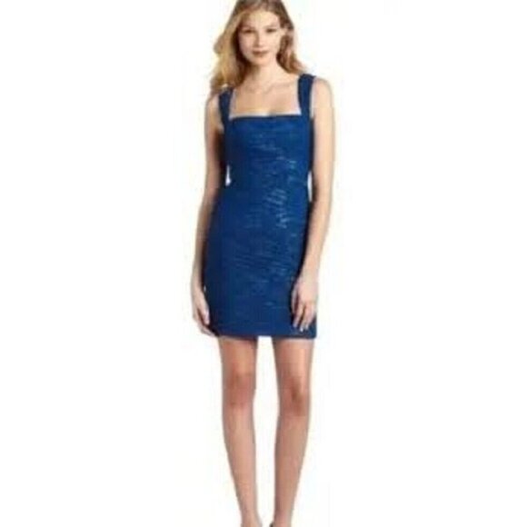 BCBGMaxazria Womens Small Blue Ink Ivetta Sleeveless Cocktail Dress CVR6P451 - Picture 1 of 13